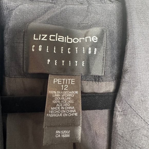 Vintage Liz Claiborne Silk & Linen Classic Black Blazer Suit Jacket Lightweight - Picture 3 of 5